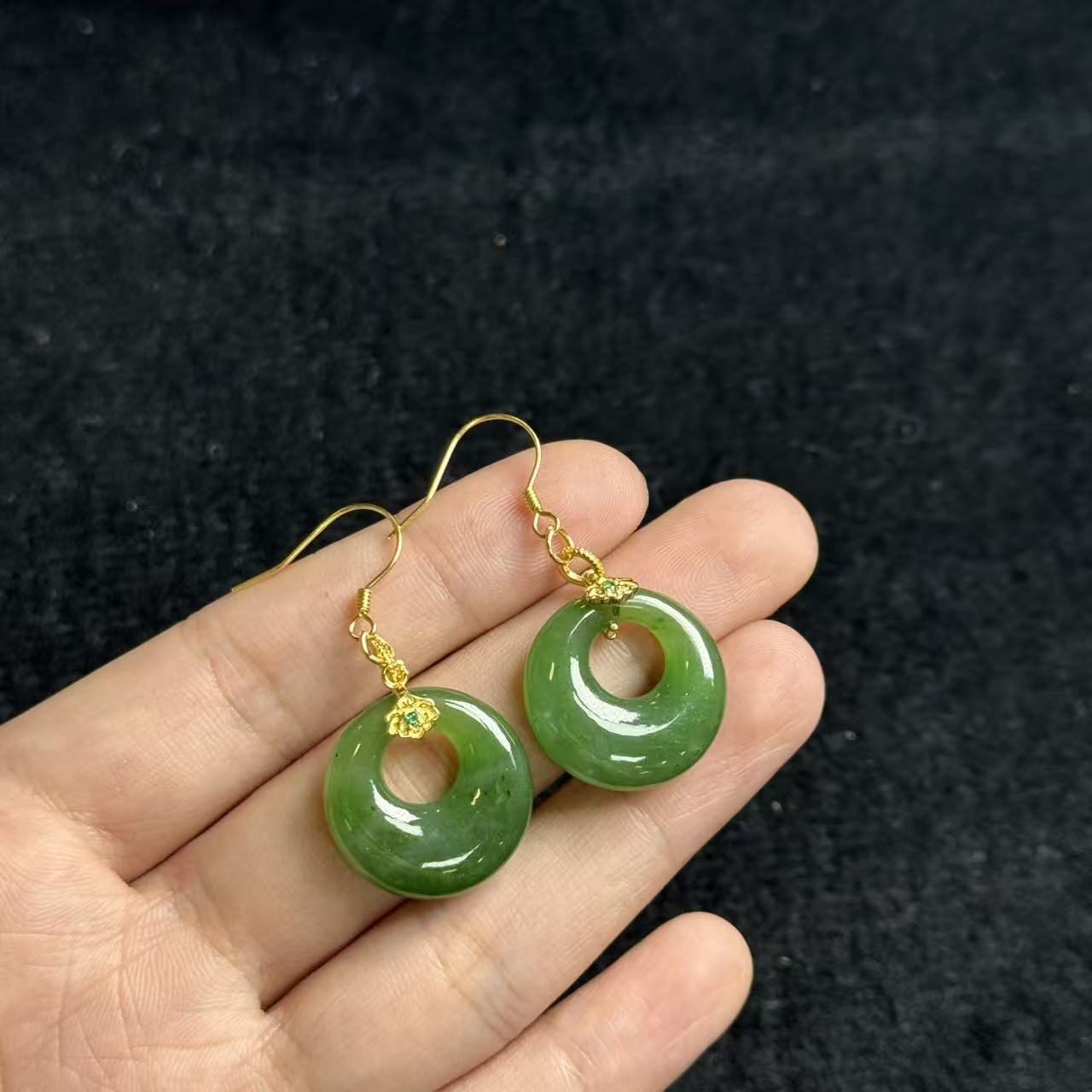 s925银和田玉耳坠约19*5mm，多样性发货-T明，B4319