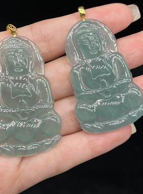 翡翠吊坠无镶嵌18k金翡翠观音吊坠约29*47*2-多样性发-Y瑾Y1714