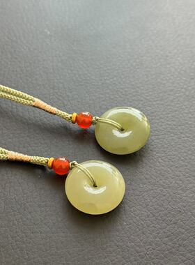 和田玉平安扣吊坠-约20*6mm-多样性发货，FZ红，Y3814