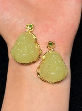 18K和田玉佛公吊坠-约36*26*12mm-多样性发货-YSP金-A6226