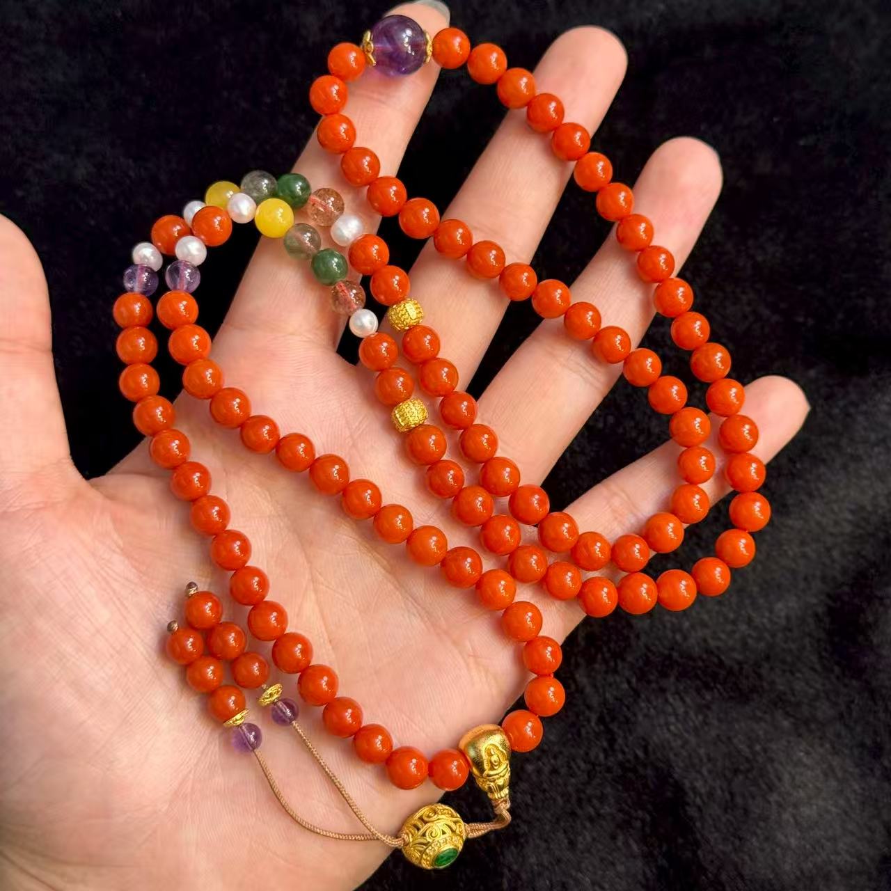 南红（玛瑙）南红DIY项链-约6mm-多样性发货-H祥