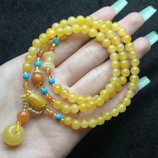 J广 多样性发货 Y536 约6mm 石英质玉黄龙玉三圈手串