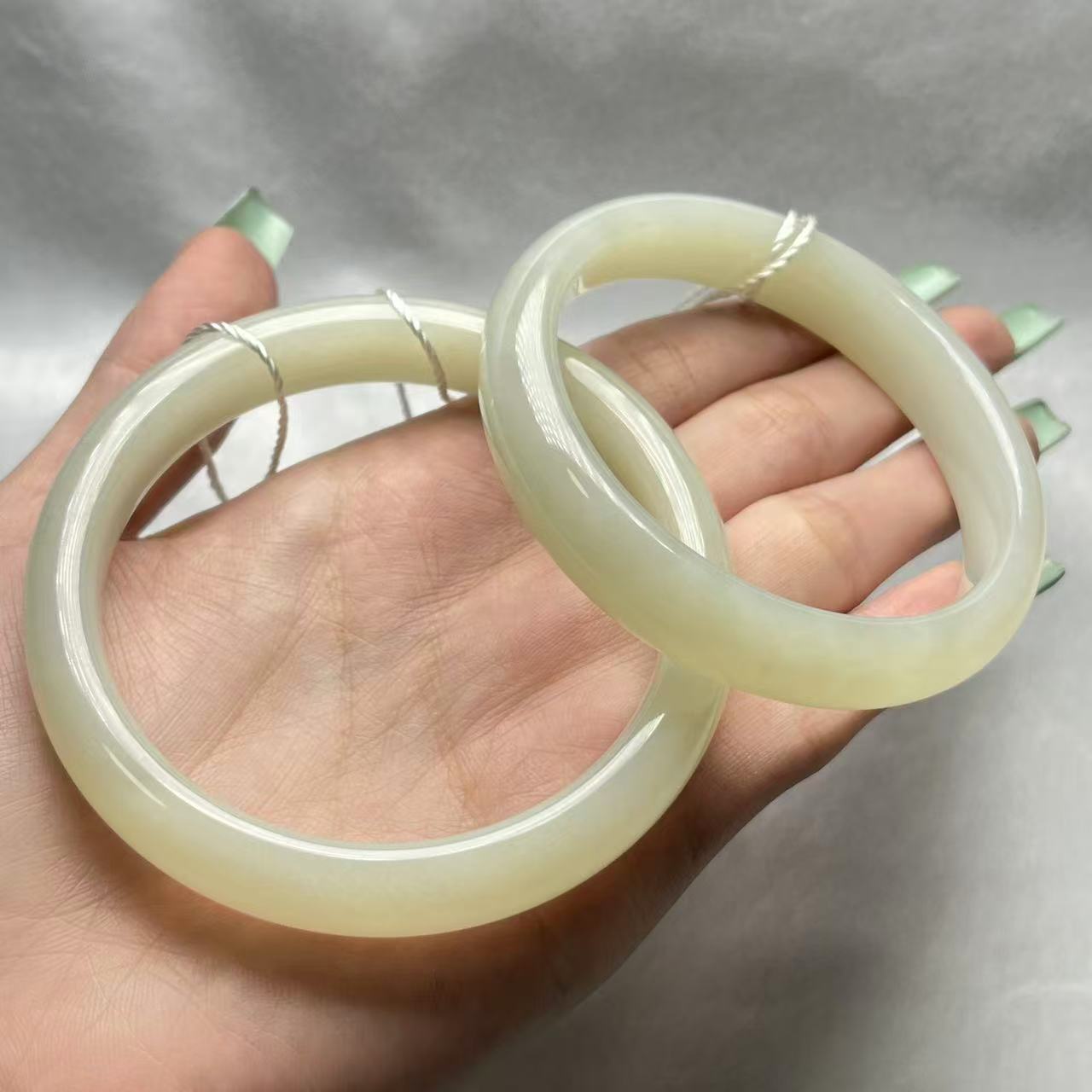 和田玉晴水正圈手镯-约7*11mm-圈口54-60-多样性发货-BY晶-Y603