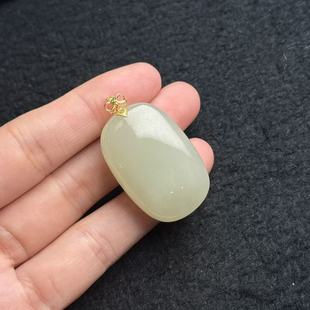11mm 多样性发货 YSP金 18k和田玉无事牌吊坠 A1435 约23