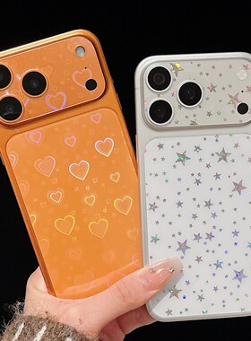 镭射ins风星星镜头膜背贴适用iPhone17pro苹果17promax底座贴纸背膜静电吸附16pm手机摄像头保护镂空超薄软膜