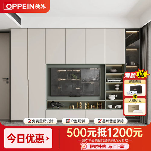 欧派新款客厅满墙电视柜储物柜