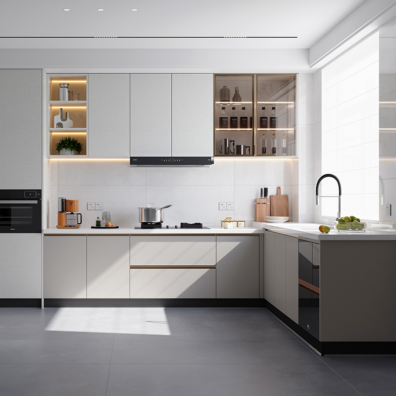 欧派橱柜定制厨房灶台一体柜厨房整体橱柜石英石台面一体柜子定做