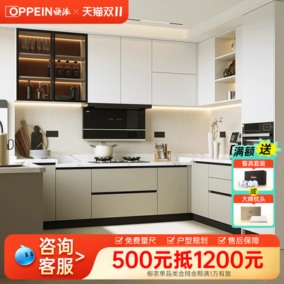 欧派橱柜定制整体厨房橱柜石英石台面新款家用厨柜灶台柜一体柜