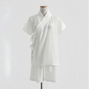 古装汉服女款交领斜襟中衣中裤古风里衣内搭寝衣内衬上衣短袖道装