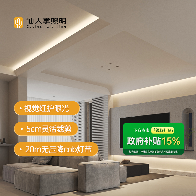 【政府补贴】仙人掌照明护眼线性灯条智能灯带客厅卧室窗帘盒铝槽,家装灯饰光源,室内LED灯带,淘宝优惠券,粉丝福利购,淘宝优惠卷