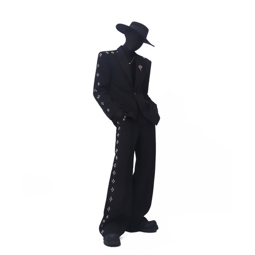 BlackClothes钉珠舞台西服套装