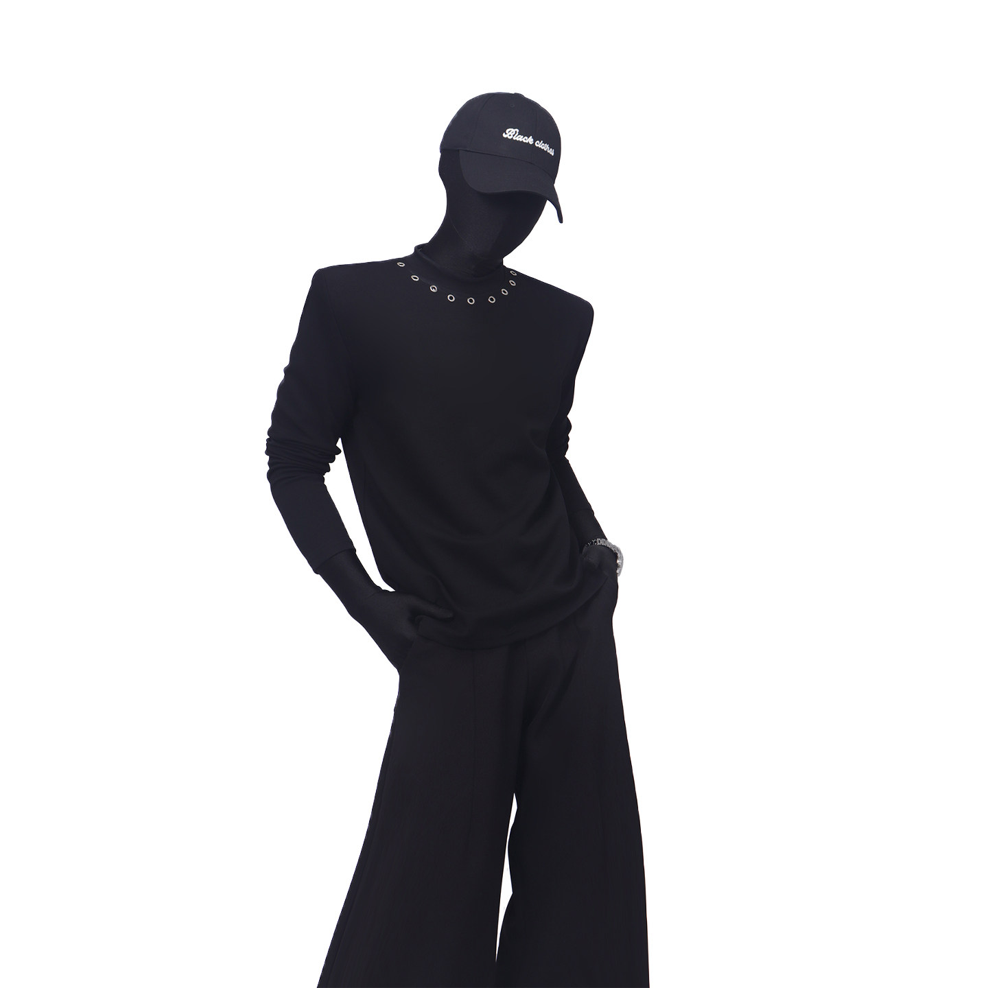 BlackClothes美式个性正肩打底衫上衣弹力显瘦百搭休闲长袖T恤潮