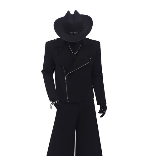 BlackClothes不规则拉链夹克男
