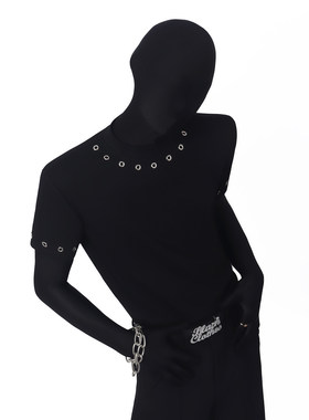 BlackClothes金属圆圈短袖T恤男