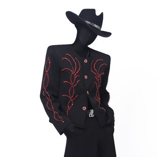 BlackClothes荆棘个性短款外套男秋季小众钉珠廓形西服男士痞帅潮