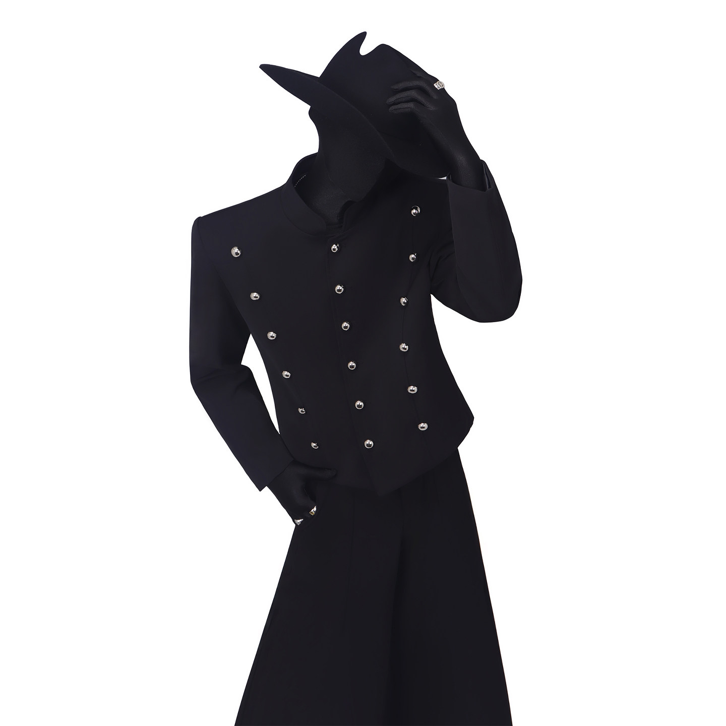 BlackClothes复古宫廷风立领金属纽扣装饰短款夹克上衣个性外套潮