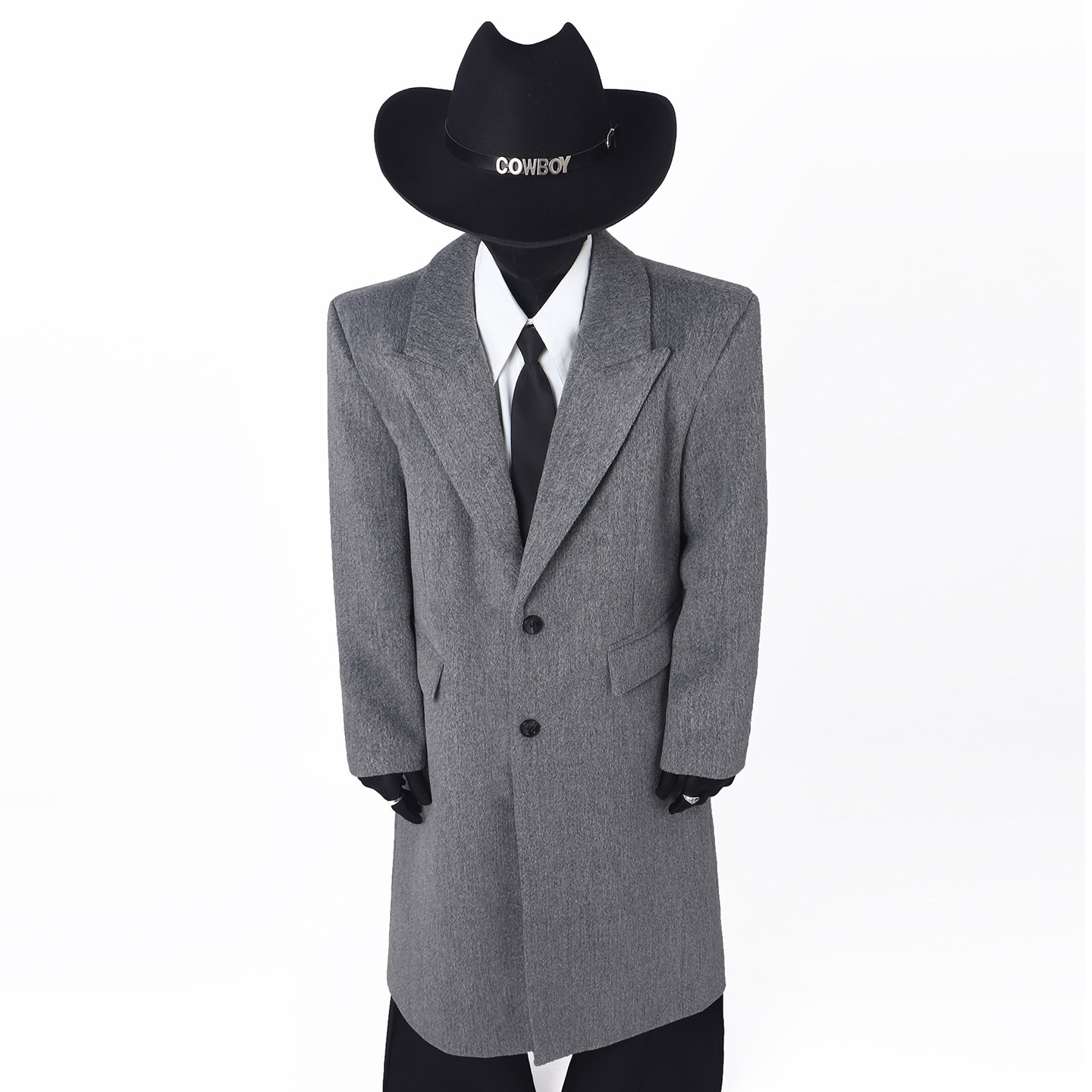 BlackClothes小众立体解构垫肩毛呢大衣简约休闲长款过膝秋冬外套