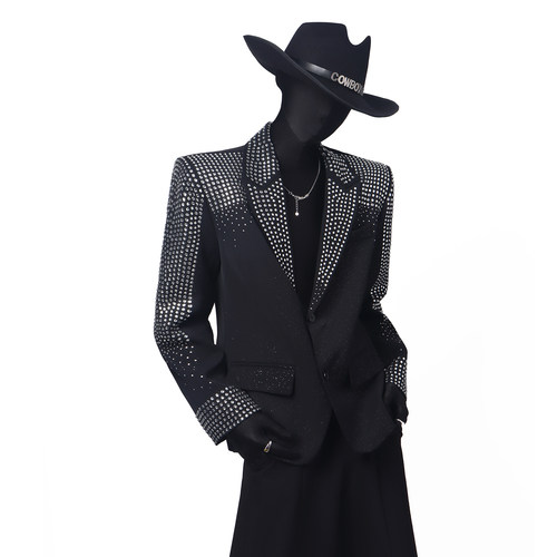 BlackClothes烫钻舞台西装外套