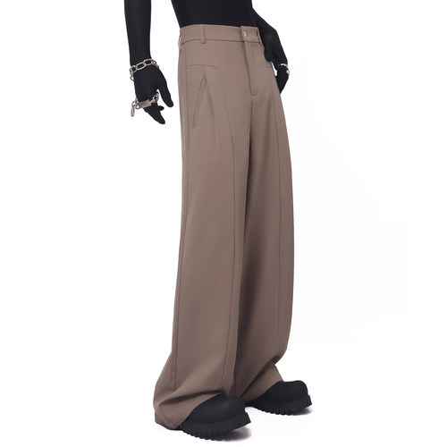 BlackClothes男士阔腿收褶西裤