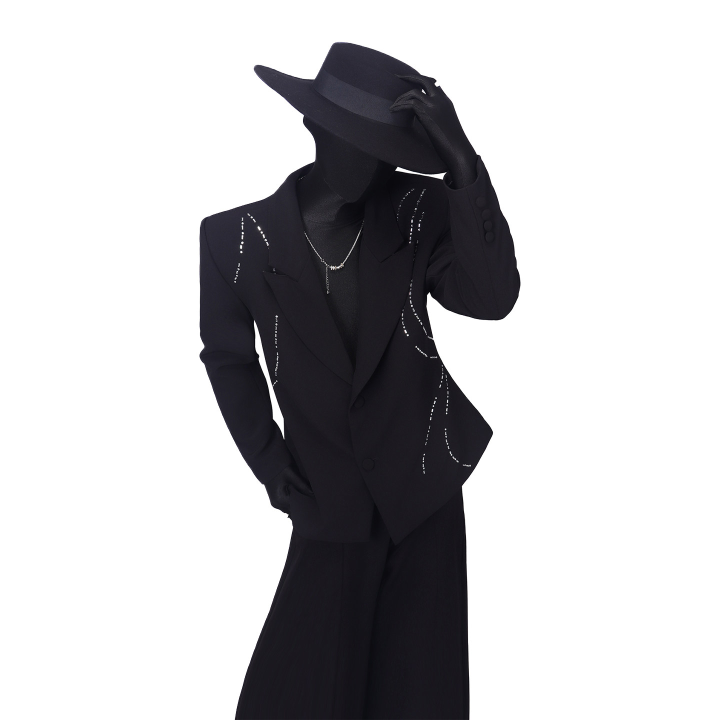 BlackClothes重工烫钻痞帅西装上衣秋季设计感西服外套男士潮流