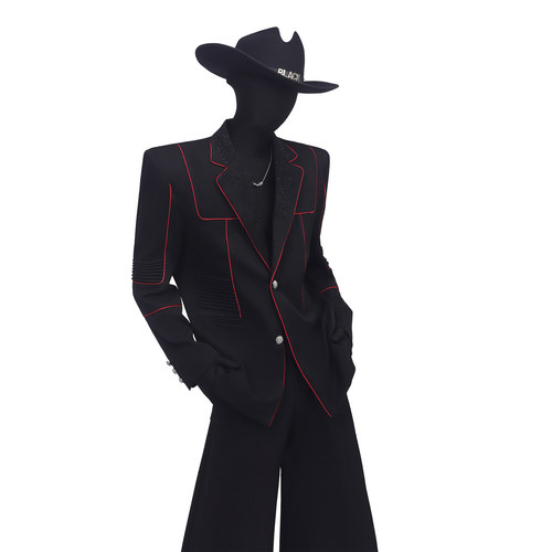 BlackClothes高定烫钻垫肩西装