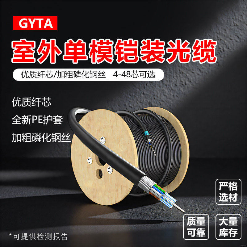 室外单模光缆GYTA电信级8芯/24芯室内外单模光纤光缆光纤线铠装