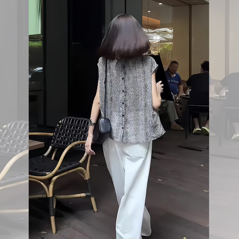 清仓捡漏品牌撤柜正反两面穿撞色无袖雪纺衫夏季透气短袖小衫上衣