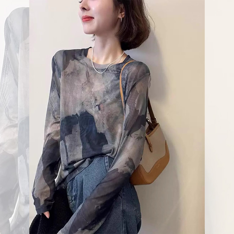 港式复古晕染长袖防晒罩衫女夏