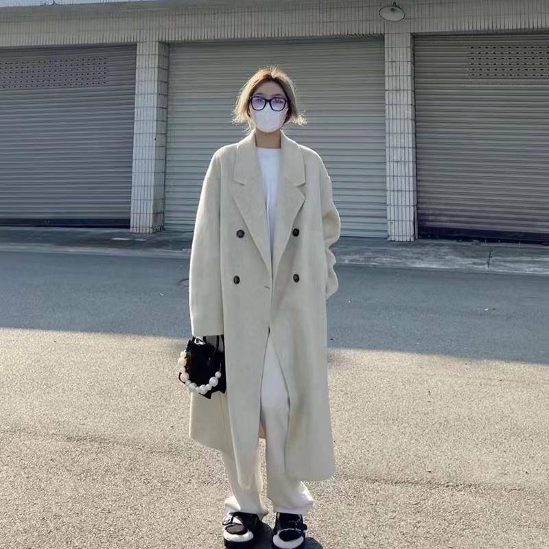 高端双面羊绒大衣女2025年冬新款过膝宽松显瘦廓形中长款毛呢外套