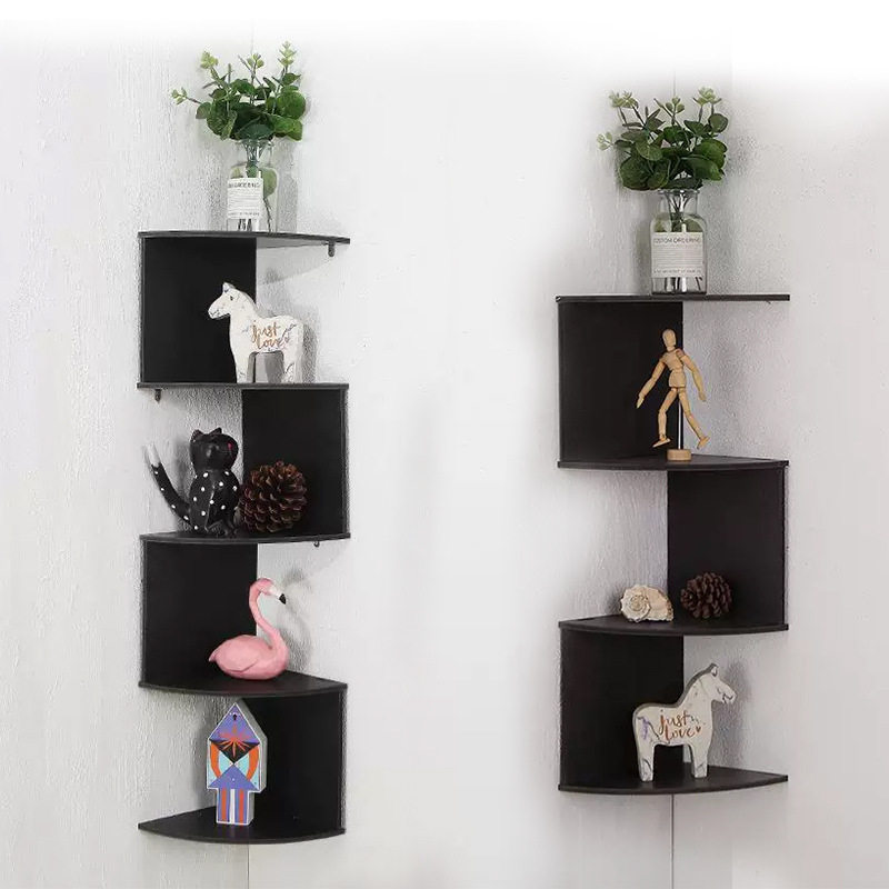 墙上置物架转角家用墙面三角架免打孔收纳架壁挂隔板收纳多层书架