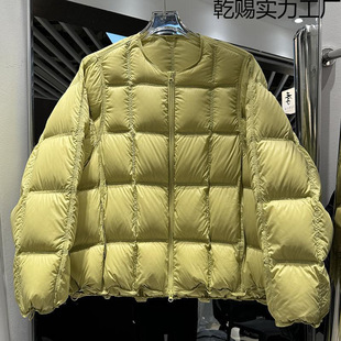 高含绒量鹅绒服女冬季新款宽松加厚方格泡芙白鸭绒羽绒服外套