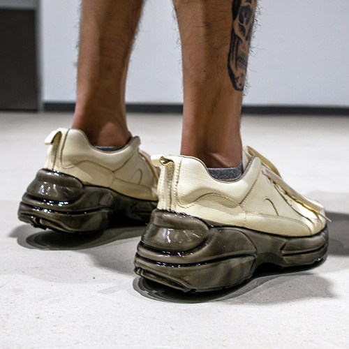 欧洲站复古风厚底真皮松糕鞋