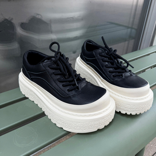 【帽子先森】极简撞色歪头复古松糕鞋男厚底真皮滑板鞋欧货低帮鞋