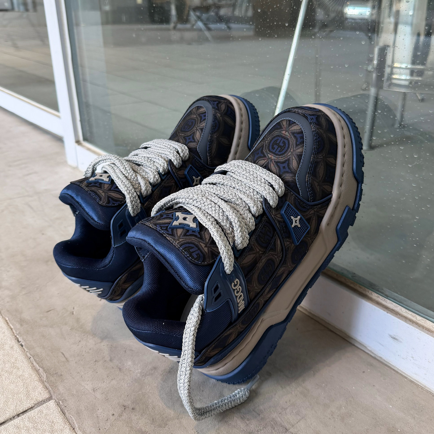 【帽子先森】妖姬蓝提花刺绣胖丁面包鞋男厚底增高休闲板鞋松糕鞋,流行男鞋,休闲板鞋,淘宝优惠券,粉丝福利购,淘宝优惠卷