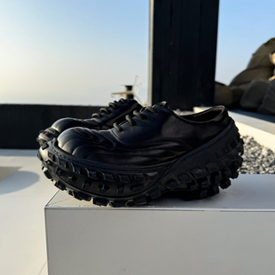 【帽子先森】狠角轮胎鞋厚底7cm真皮松糕鞋男欧货牛皮鞋坦克鞋潮