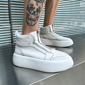 帽子先森 帅气空军拉链高帮鞋 男厚底松糕鞋 欧洲站休闲滑板鞋 潮