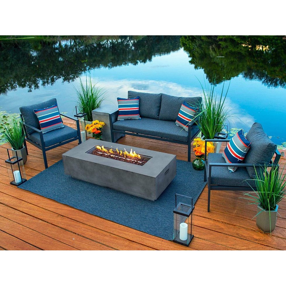 户外烤火桌美式烧气取暖台北欧独立户外庭院真火燃气壁炉圆形石桌