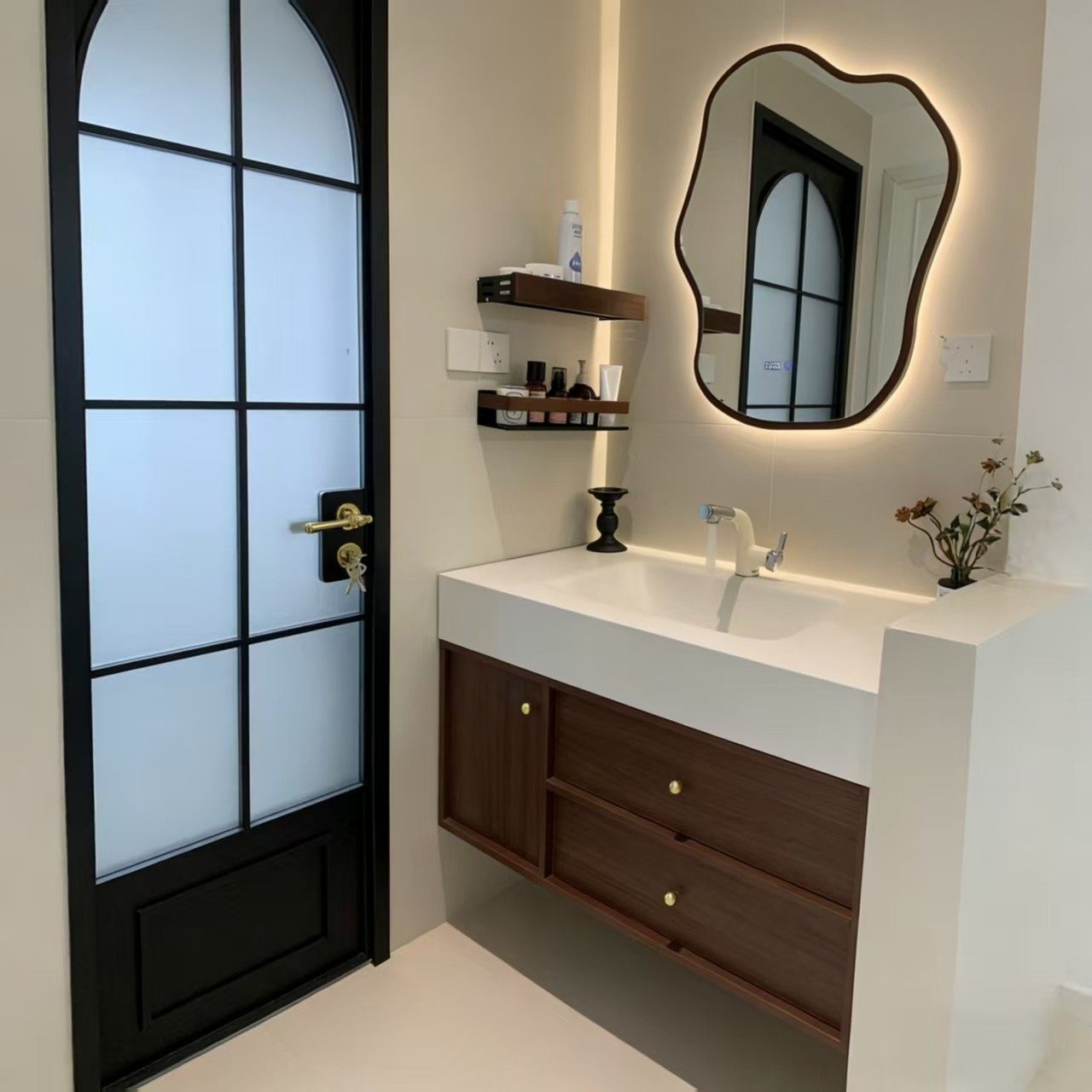 新中式浴室柜组合卫浴柜卫生间洗漱台岩板热弯一体盆洗脸洗手盆柜,家装主材,浴室柜组合,淘宝优惠券,粉丝福利购,淘宝优惠卷