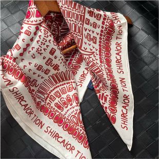 红色大象吉祥如意100桑蚕丝真丝斜纹中方巾65cm春夏百搭台版 印花