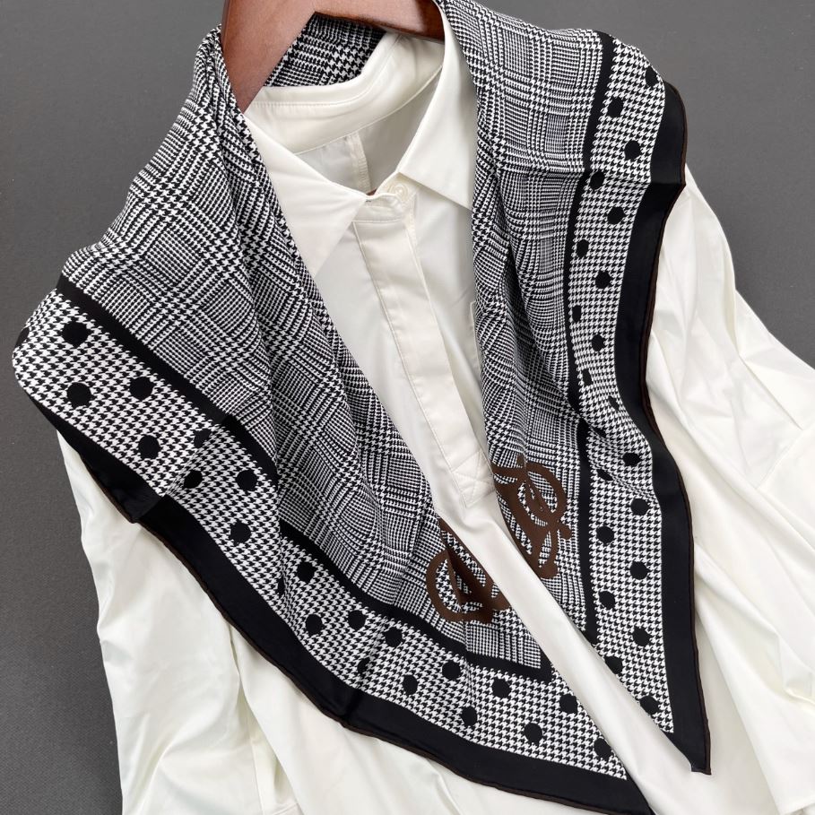 格纹千鸟格经典100桑蚕丝18姆米重磅真丝斜纹砂洗双面异色丝巾