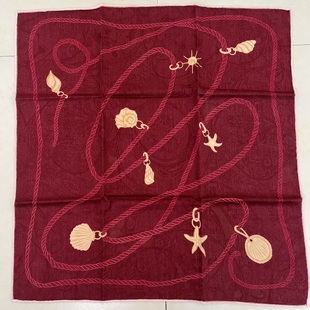 绳索贝壳65cm丝绒提花方巾秋冬时尚 通勤围巾保暖百搭披肩小丝巾