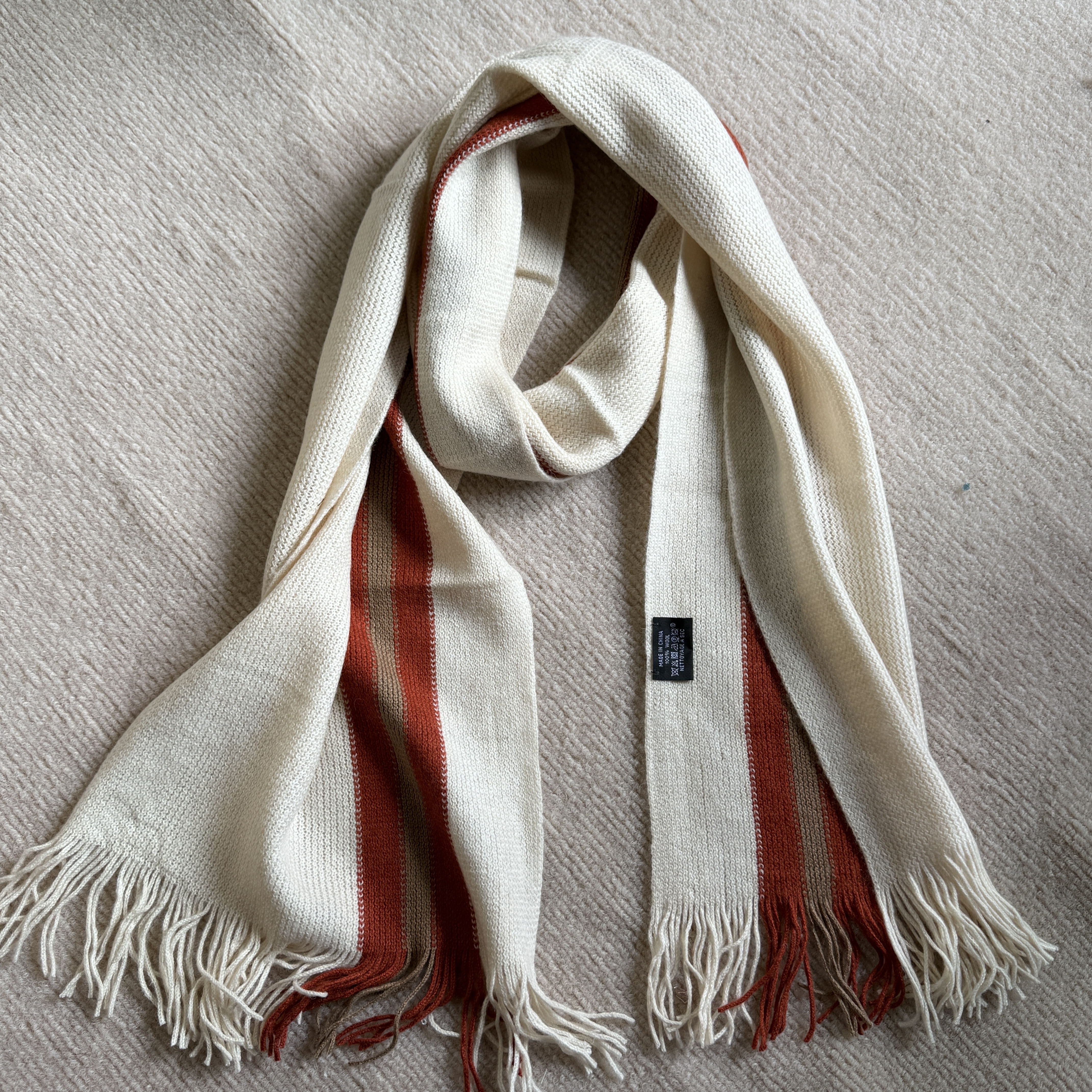 暖系焦糖拼色针织围巾 秋冬百搭保暖33*180cm