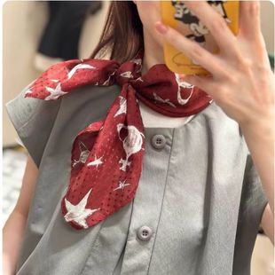 好货西太后星际迷航65cm提花丝棉真丝棉混纺春秋轻薄透气小丝巾