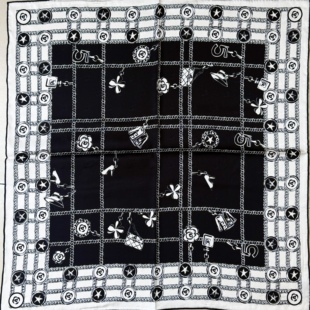 小香链条100桑蚕丝提花斜纹真丝65cm双面同色印花斜纹真丝中方巾