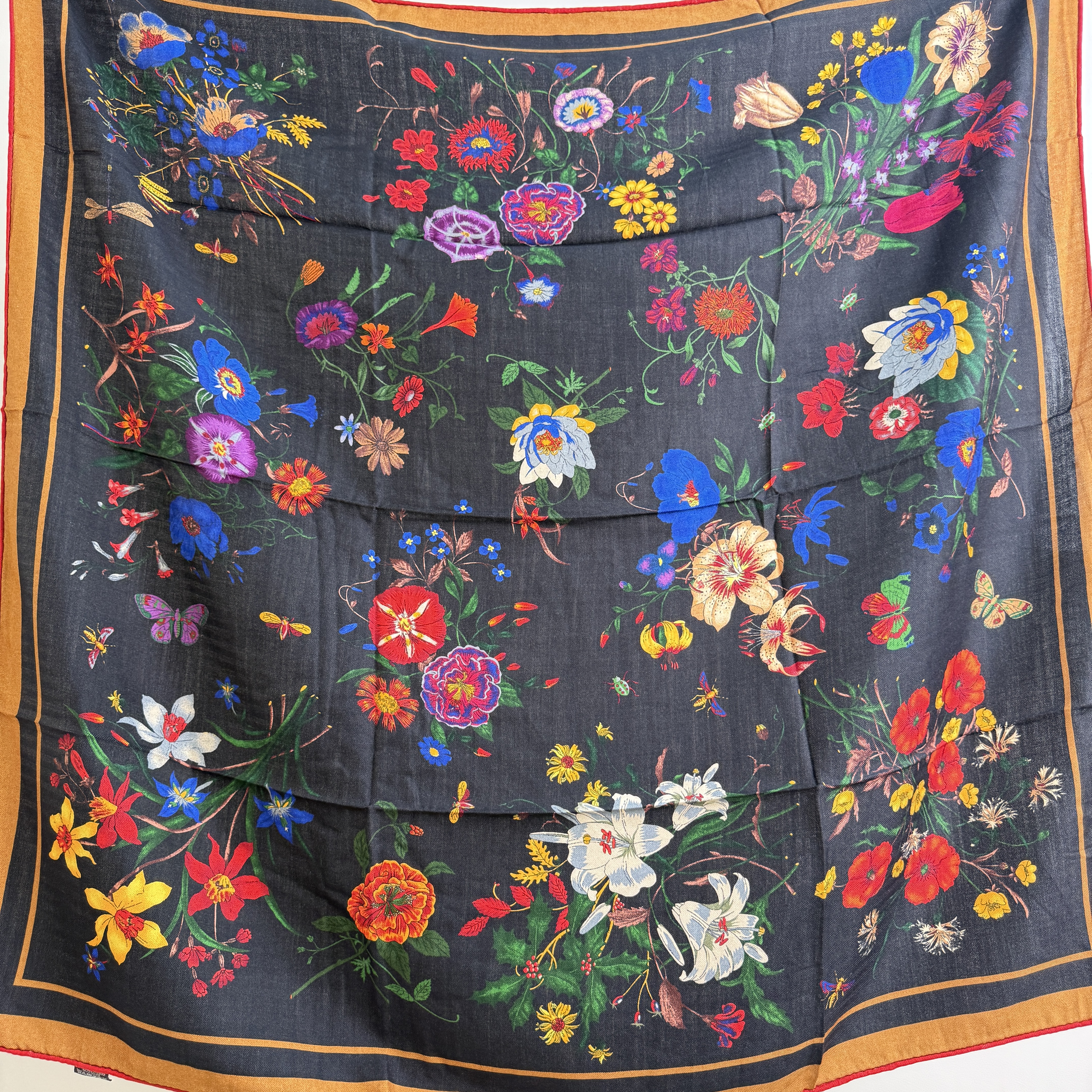 春季花语110cm丝毛方巾秋冬保暖时尚百搭通勤丝巾围巾披肩