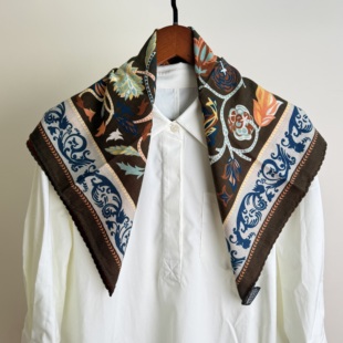 花瓶双面异色65cm丝毛方巾四季 百搭通勤丝巾围巾 通勤时尚