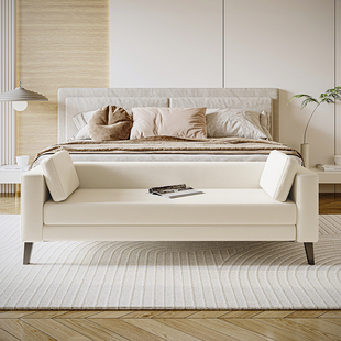 现代简约卧室床尾凳布艺长条沙发凳美式 床头凳床前沙发榻衣帽间凳