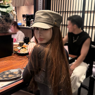 韩系复古平顶马术帽女春夏季百搭显脸小鸭舌帽文艺画家帽报童帽子