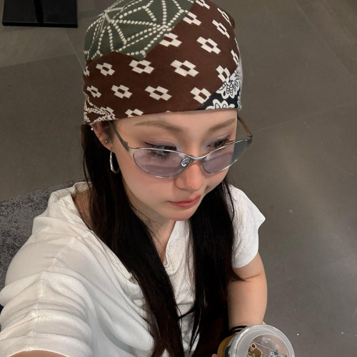 复古欧美风辣妹头巾女y2k千禧个性潮流嘻哈街舞包头方巾时髦发带