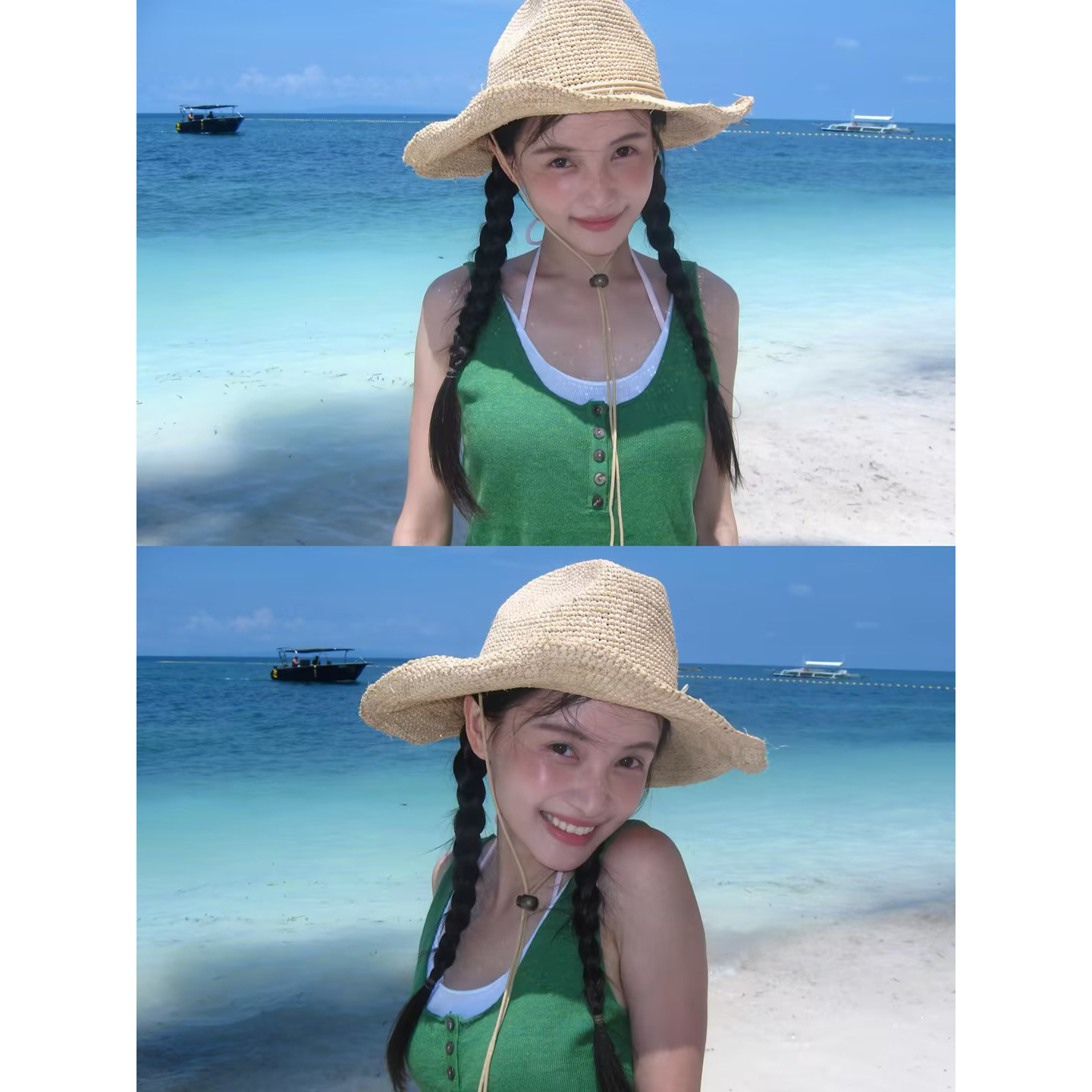 林小宅同款天然拉菲草手工编织草帽女夏季海边度假防晒遮阳渔夫帽 - 实物图